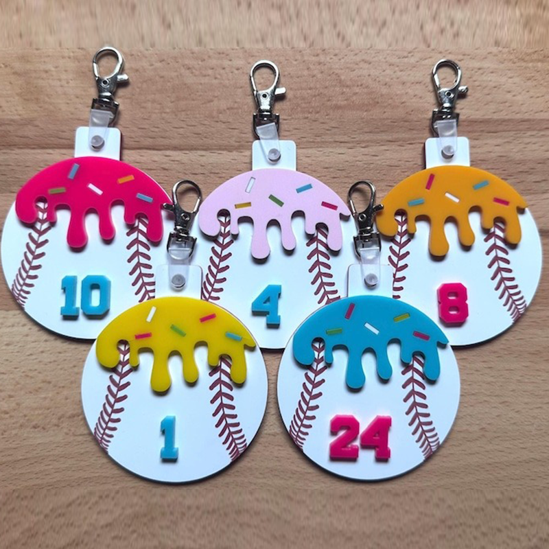 Personalized Baseball Bag Tag, Ice Cream Drip Bag Tag