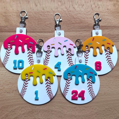 Personalized Baseball Bag Tag, Ice Cream Drip Bag Tag