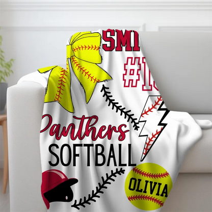 Personalized Sport Blanket: Custom Team Name & Number
