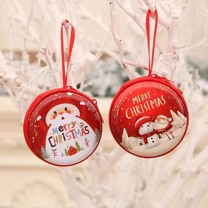 Personalization name Festive Red PVC Christmas Coin Purse
