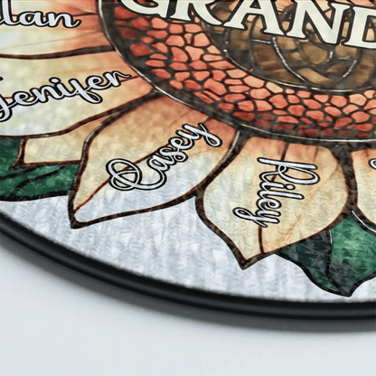 Personalized Grandma Grandkids Sunflower Stained Glass Suncatcher