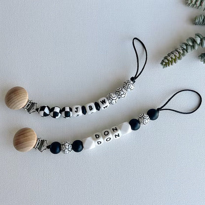 Neutral Personalized Custom Pacifier Clip | Custom Baby Name | Personalized Baby Gift | Baby Shower | Newborn Gift | Smiley | Checkered Clip