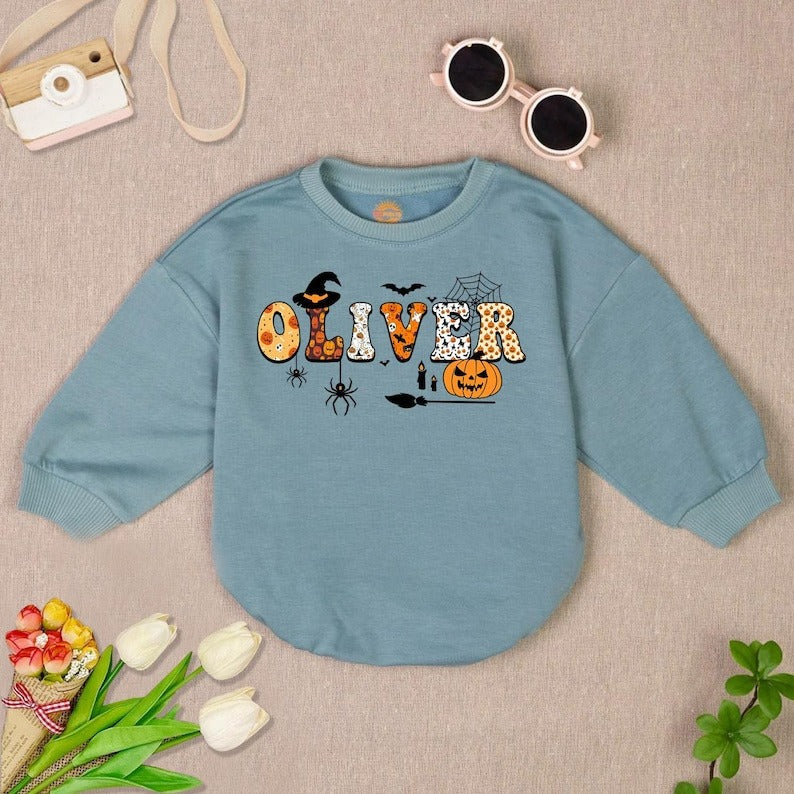 Personalized Baby Name Halloween Romper Sweatshirt