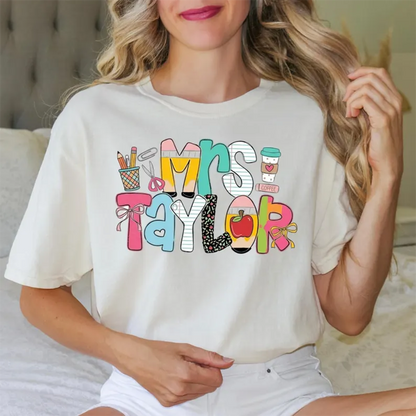Personalized Teacher Shirt, Custom Name Teacher Tee, Mrs Teacher Shirt