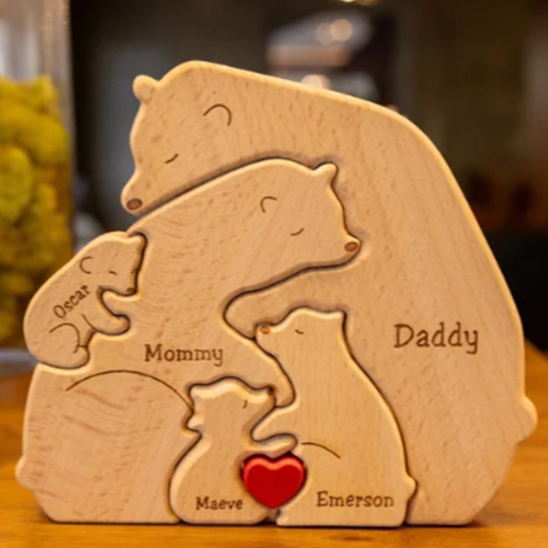 Personalized Wooden Bear Family Puzzle, Baby puzzle