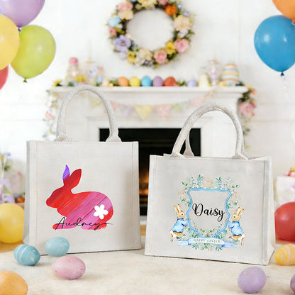 Personalized Easter Tote Bag: Bunny Design, Kids Easter Basket