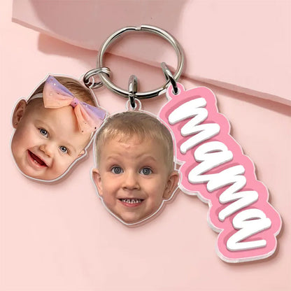 Custom Grandma Keychain With Kids Face Charm