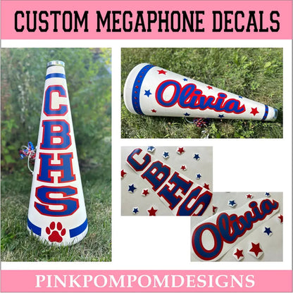 Custom order - FREE SHIPPING - custom decals for cheer megaphones