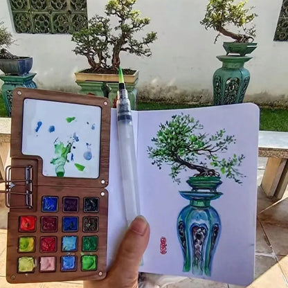Portable watercolor set, Creative gift idea, Art supplies for journaling