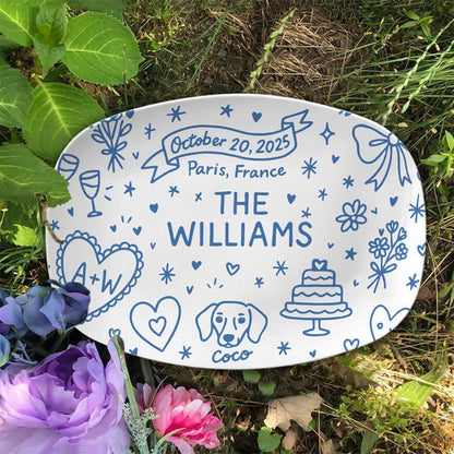 Custom Wedding Platter – Personalized Bridal Gift with Names