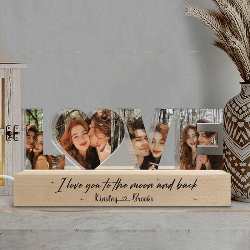 Personalized Couple Photo Collage Night Light, Custom Wedding Photo Gift, Anniversary Gift, Gift for Couple, Gift for Girlfriend Boyfriend