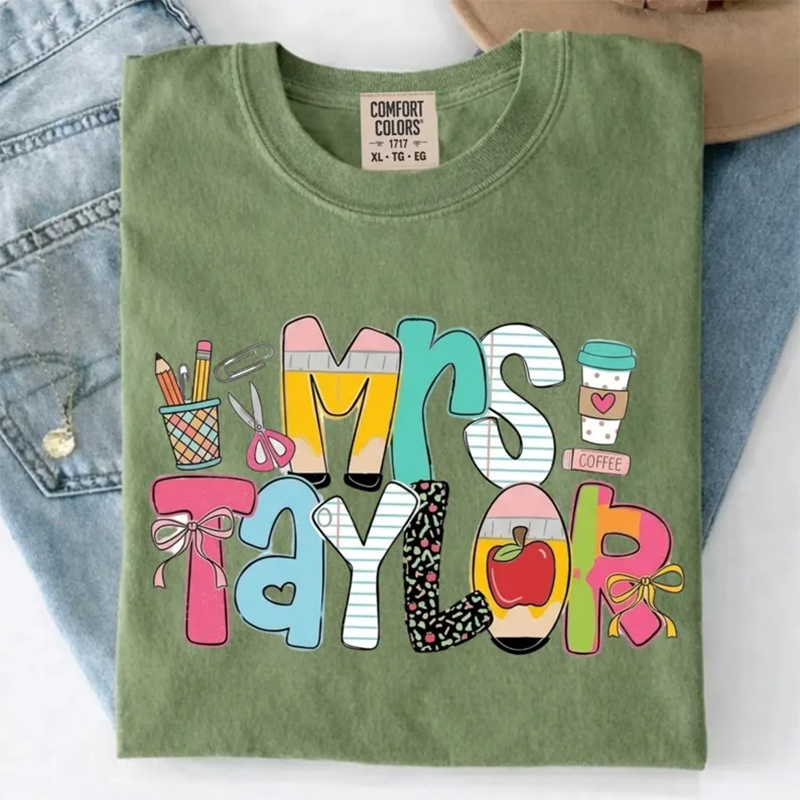 Personalized Teacher Shirt, Custom Name Teacher Tee, Mrs Teacher Shirt