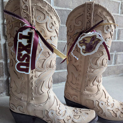 Custom College GameDay Boot Clips with Bows & Ribbons (Pair)