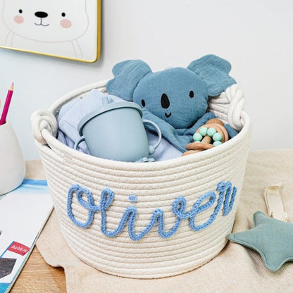 Personalized Baby Shower Gift Basket, Rope Cotton Baby Gift Basket