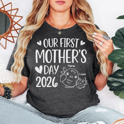 Custom Mama Tee, Personalized Our First Mothers Day 2026 Shirt