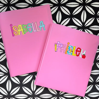 Personalized Pencil Boxes - Pencil Pouch - Pocket Folder with Prongs