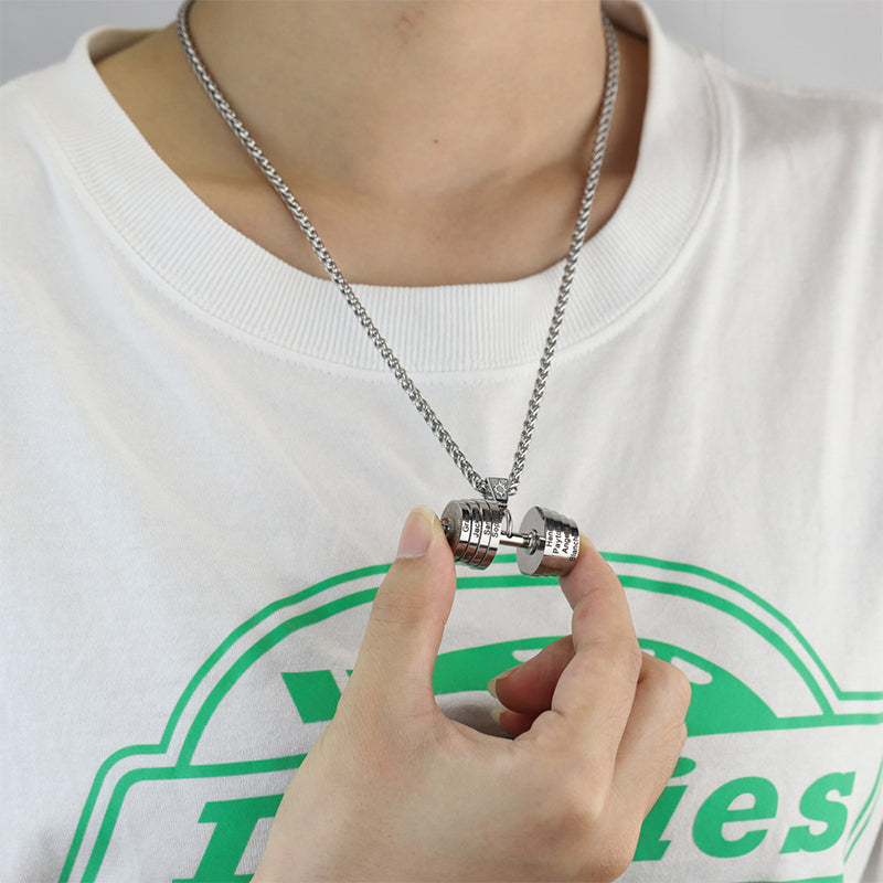Personalized Bodybuilder Necklace Dumbbell Pendant Father's Day Gift