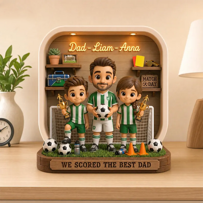 Personalized Dad And Kids Soccer Acrylic Block