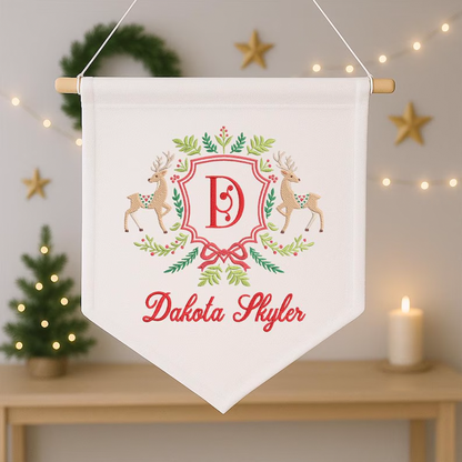 Custom Baby Banner Merry Christmas 2025, Welcome Banner with Deer