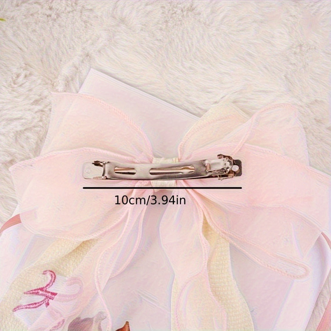 Customizable Pink Bow Hair Clip for - Personalized Name Embroidery
