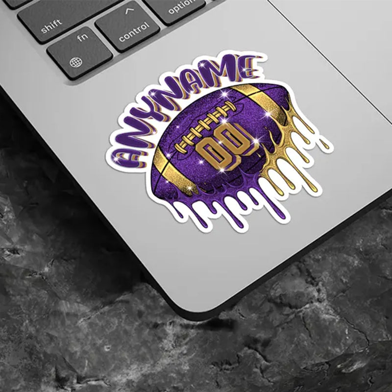 Personalized Name & Number Football Drip Sticker