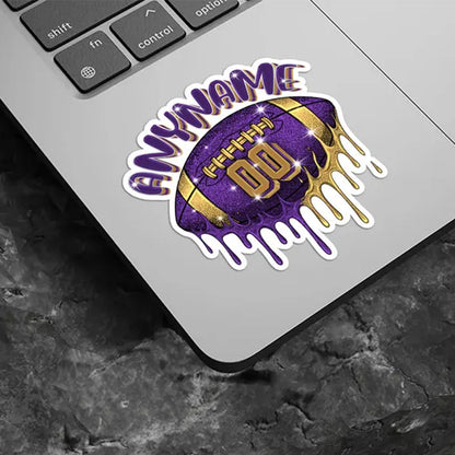 Personalized Name & Number Football Drip Sticker