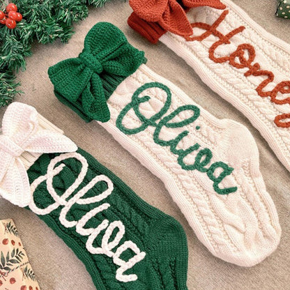 Cute Bow Personalized Christmas Stocking