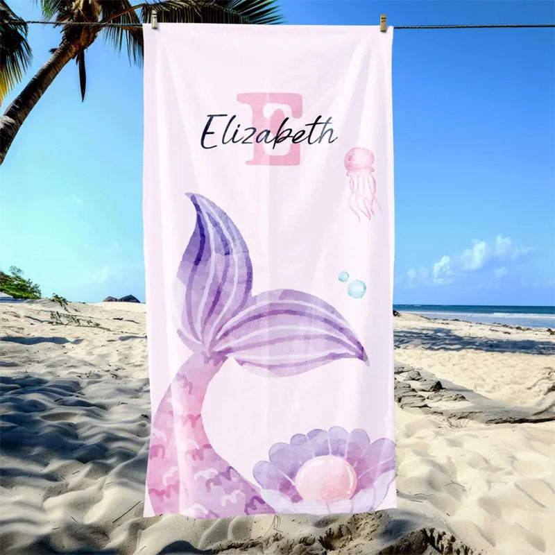 Custom Mermaid Beach Towel, Mermaid Party Gift