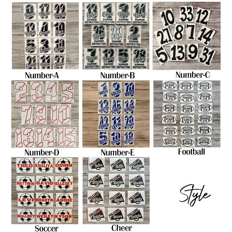Personalized Baseball Softball Soccer Football Cheer Number Sticker