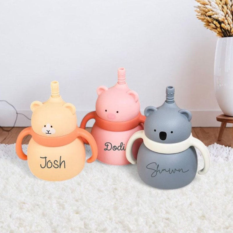 Silicone Baby Cup with Name 7oz, Gift for Baby, Toddler Silicone Cup 200 ml