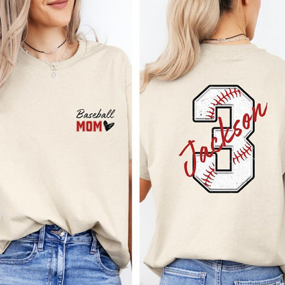 Baseball Mom T-Shirt,Custom Baseball Mom Shirt,Personalized Baseball Gift for Mom