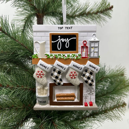 Fireplace Mantel Family Stocking Ornament