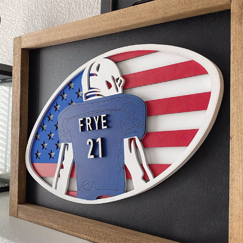 Personalized Football Gift, Framed Football sign, 3D FootballPlaque