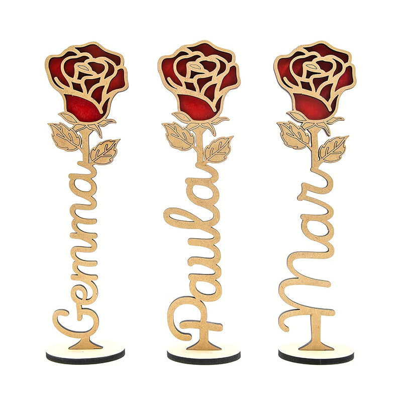 Personalized Wooden Rose Tabletop Decor