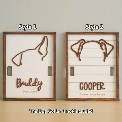 Custom Memorial Dog Ears Art, Collar Sign, Dog Memorial