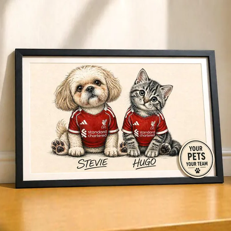 Personalised Pet Portrait in Football Team Shirt | Custom Dog Illustration