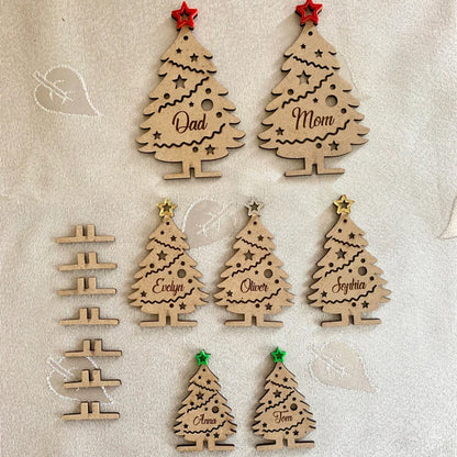Personalized Family Christmas Trees, Mom Dad and Kids
