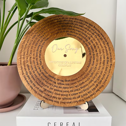 Custom Wooden Vinyl Decor, Personalized Wedding Song Lyrics Engraved,