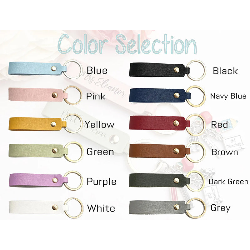 Personalized Teacher Keychain,Teacher Appreciation Gift,Custom Name Leather Keychain