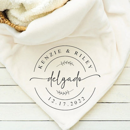 Personalized White Fleece Throw Blanket Unique Wedding Gift for Couple