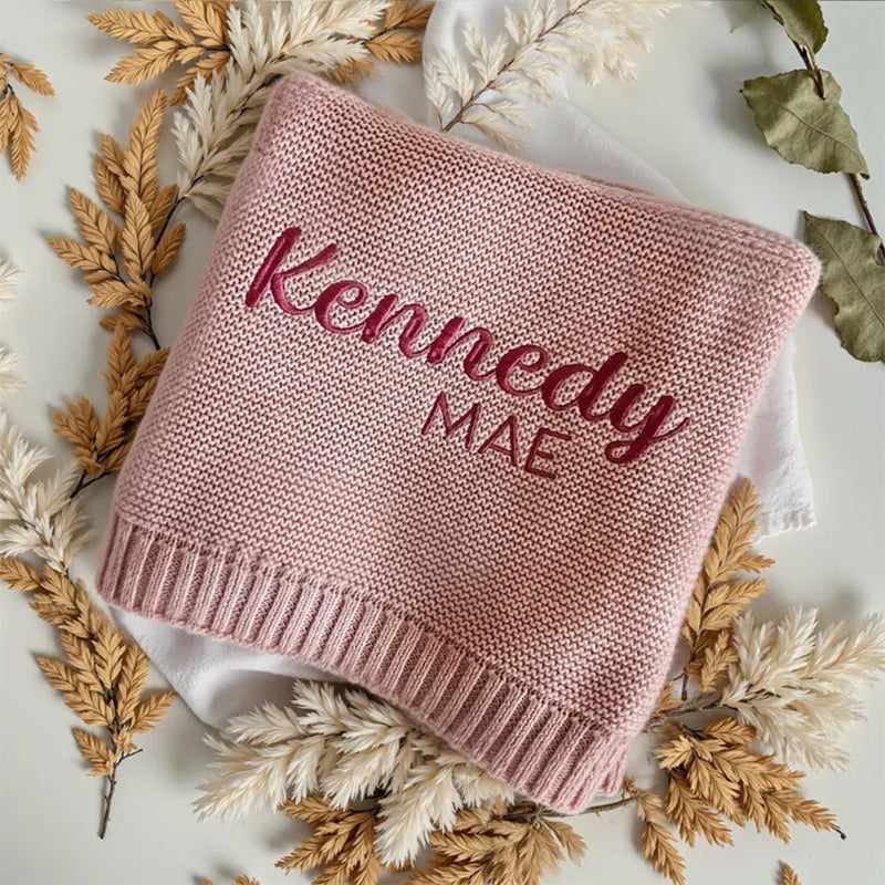 Personalized Embroidered Baby Knit Blanket
