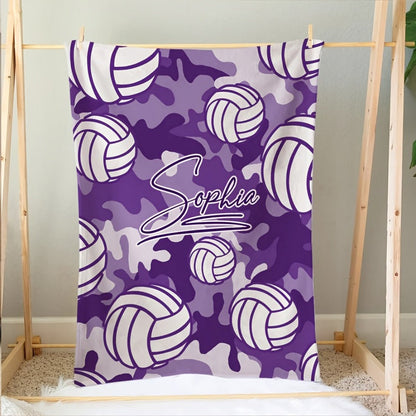 Customizable Camo Volleyball Blanket with Name
