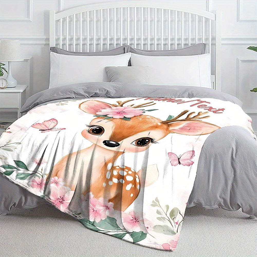 Personalized Glam Deer Flannel Blanket