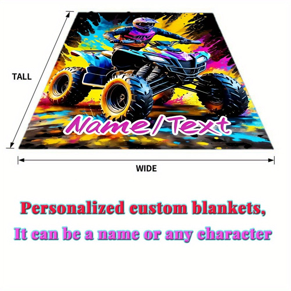 Customizable All-Terrain Vehicle Motorcycle Flannel Throw Blanket