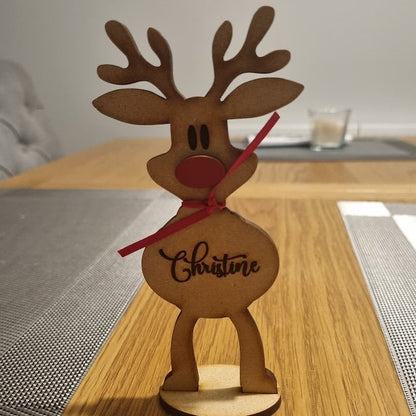 Personalised Freestanding Reindeer, Family Christmas Decoration, Place Names Setting Decoration