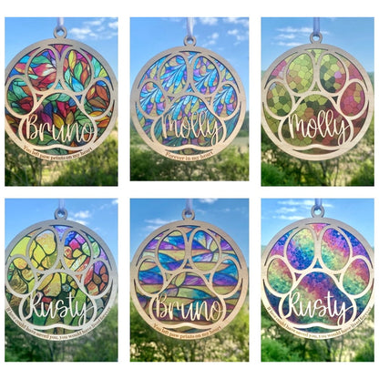 personalized name, dog / cat/ pet remembrance, paw with saying and name