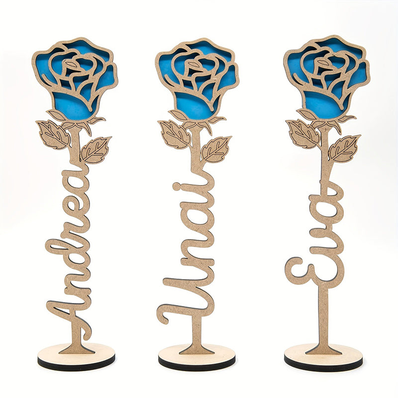 Personalized Wooden Rose Tabletop Decor