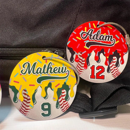 Baseball Drip Bag Tag, Aluminum Bag Tag, Baseball Gifts