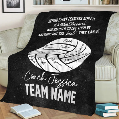Personalized Volleyball Coach Blanket, Custom Name Soft Cozy