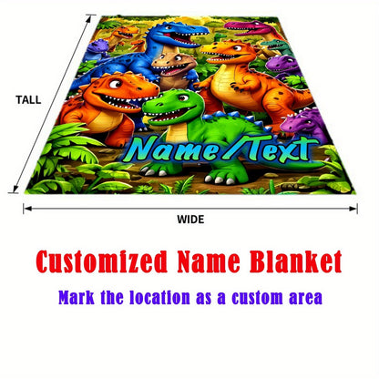 Custom Cartoon Dinosaur Family Blanket | Lightweight Flannel Home Furnishings Bedding Blanket